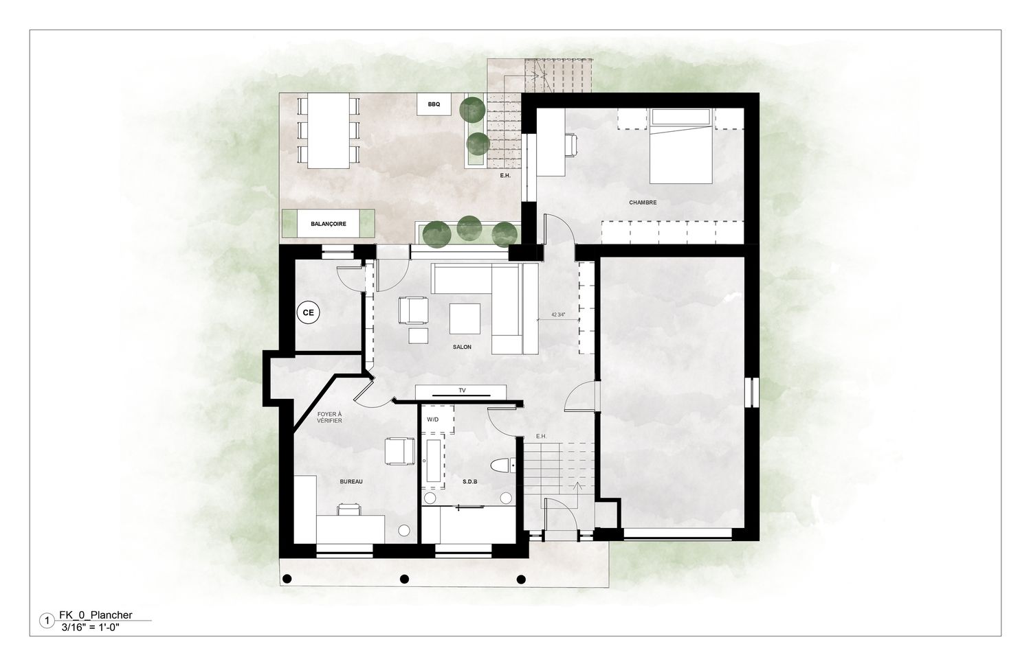Floor Plan from a Home extensions project near Montreal (Greater Montreal) by ExARCITÉ inc