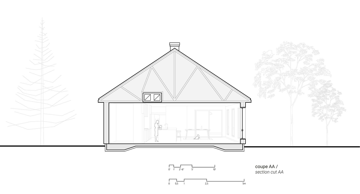 Elevation from a Single family homes project near Montreal (Greater Montreal) by Écorce architecture écologique