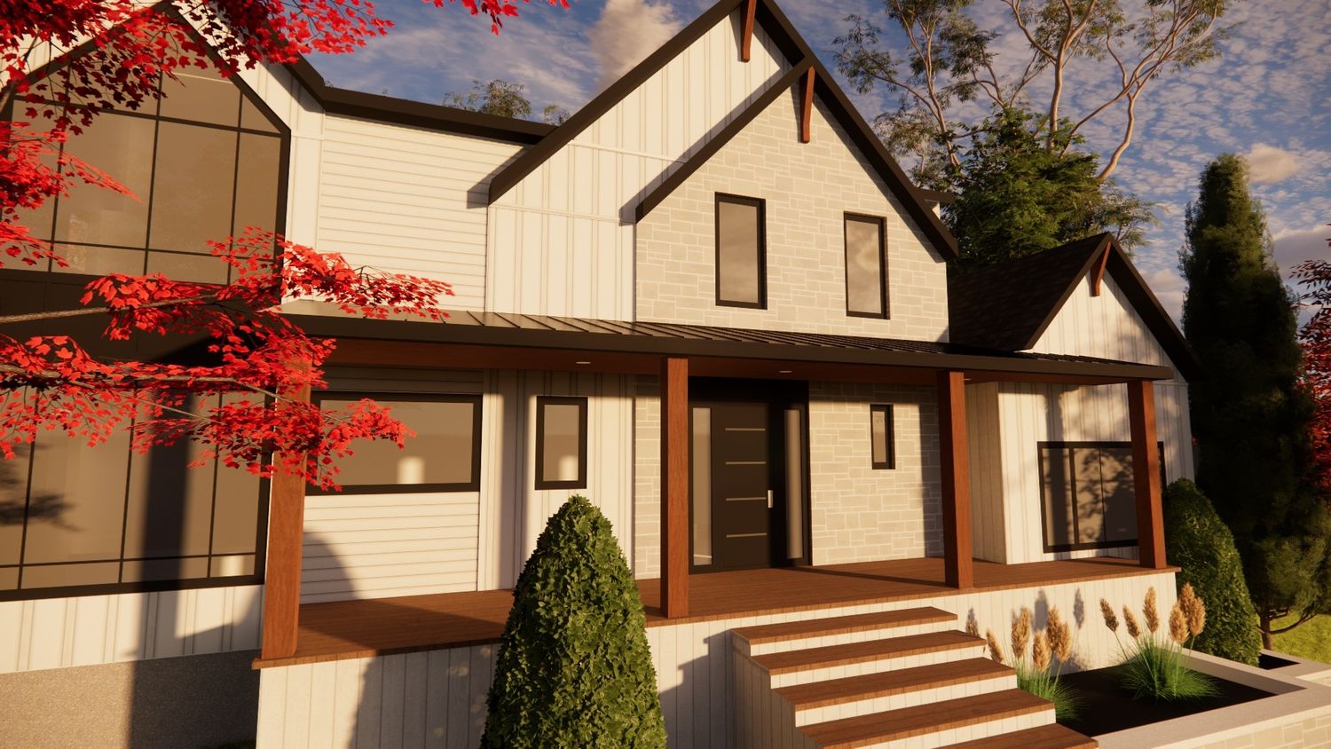 Rendu 3D d'un projet de Maisons unifamiliales près de Saint-Jérôme/Blainville (Laurentides) de FD Architecture inc.