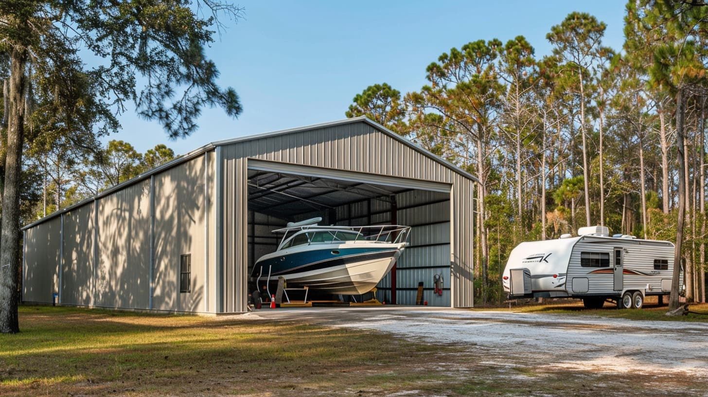 Garage et cabanon d'un projet de Garages près de Austin de Metal America