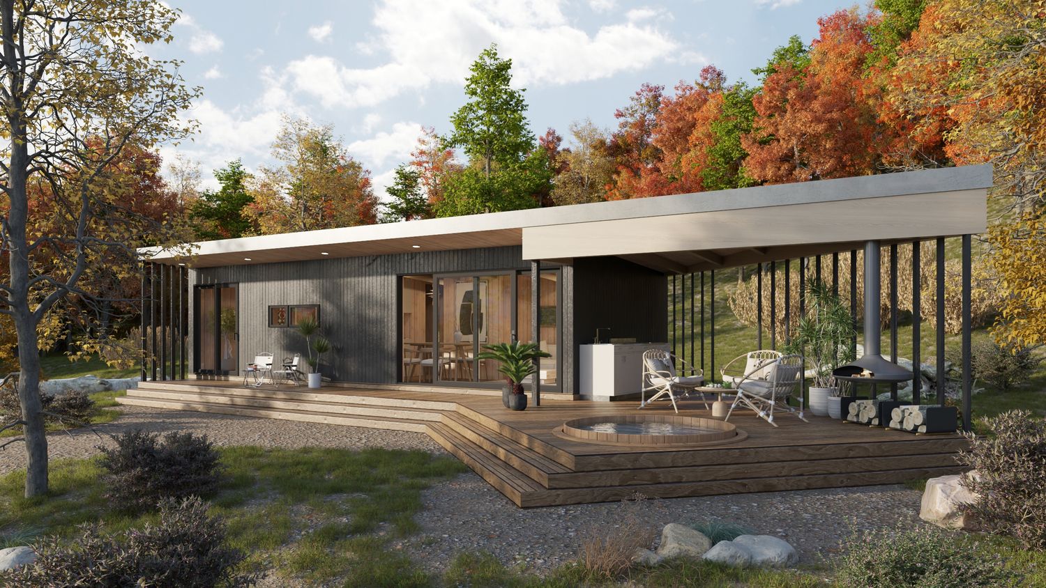 Renderizado en 3D de un proyecto de tipo Casas Prefabricadas y modulares cerca de Ciudad de Quebec - Lévis por PakVille