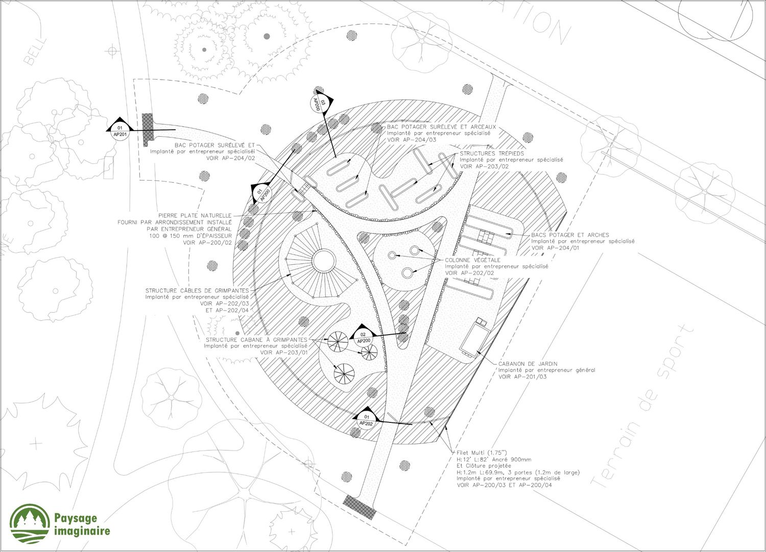 Plan de diseño paisajístico de un proyecto de tipo Agricultura urbana cerca de Montreal (Gran Montreal) por Paysage imaginaire