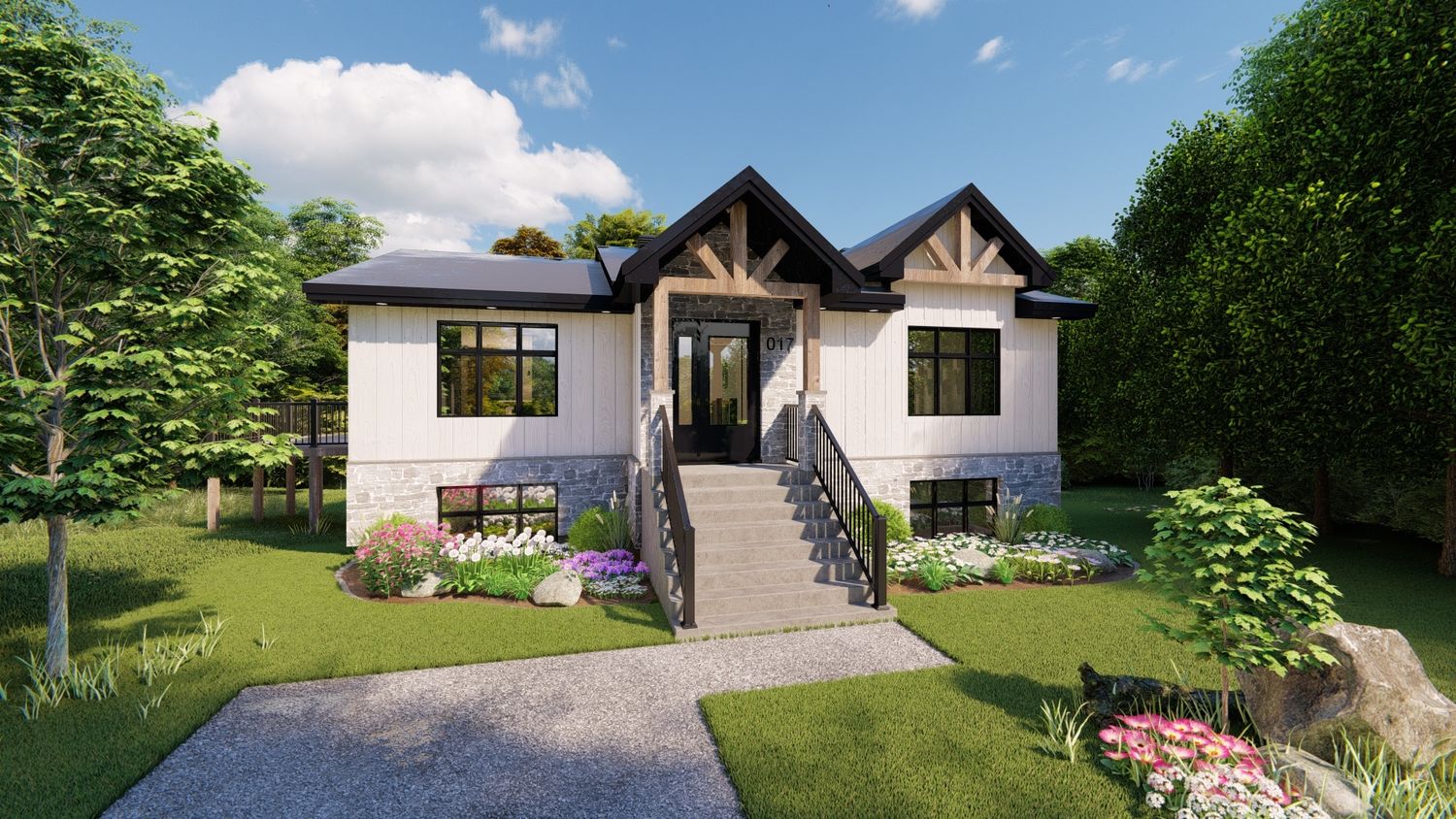 Fachada frontal de un proyecto de tipo Viviendas unifamiliares cerca de Saint-Jérôme (Laurentides) por Les Constructions Patrice Richer