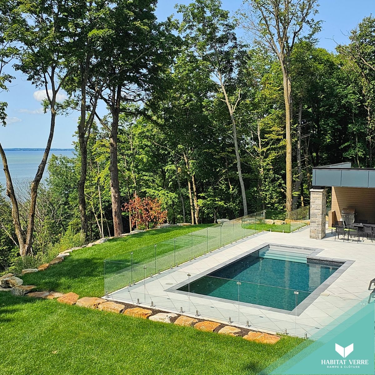 Pool & Natural Pond from a Fences project near Granby - Bromont - Cowansville by Martin