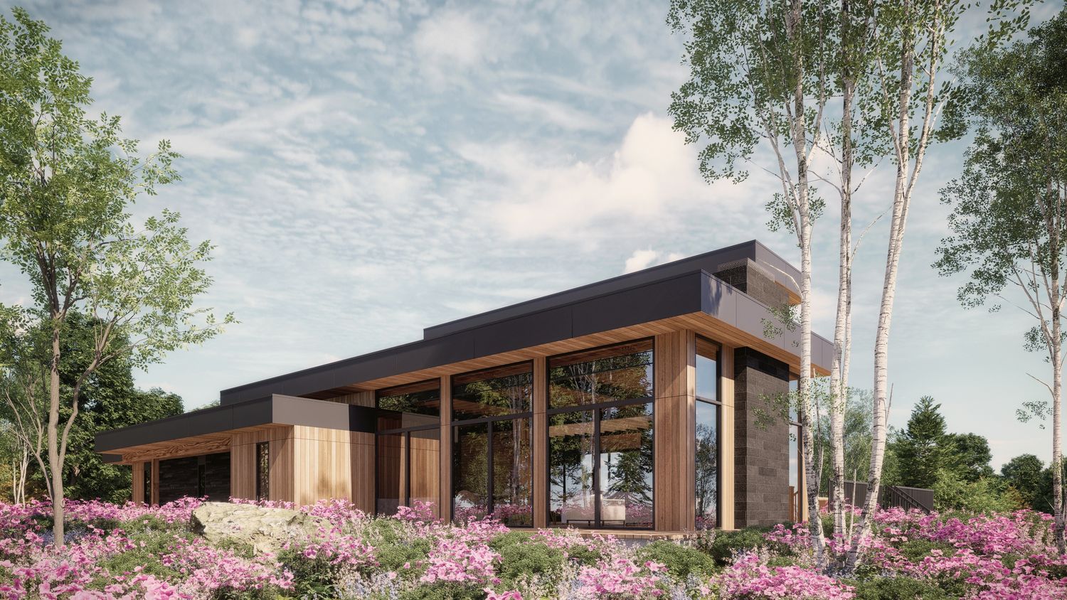 Rendu 3D d'un projet de Maisons unifamiliales près de Montréal/Laval/Longueuil (Grand Montréal) de Shannon Ross architecte