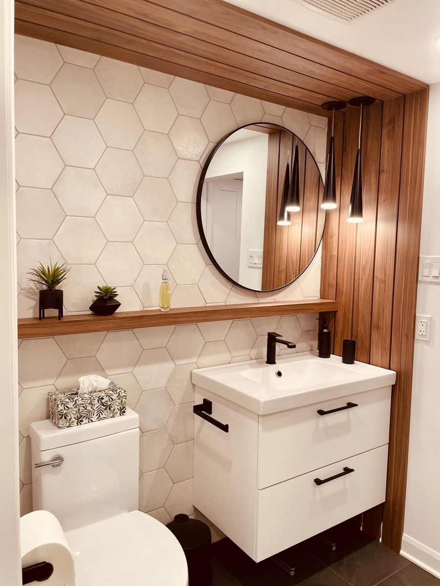 Baño completo de un proyecto de tipo Viviendas unifamiliares cerca de Montreal (Gran Montreal) por Construction Domex