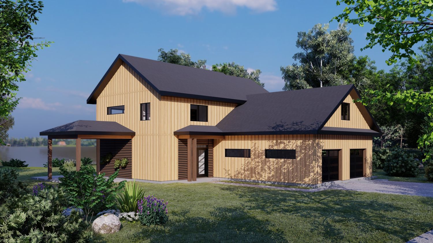 Renderizado en 3D de un proyecto de tipo Viviendas unifamiliares cerca de Sherbrooke (Estrie) por Perco-Design