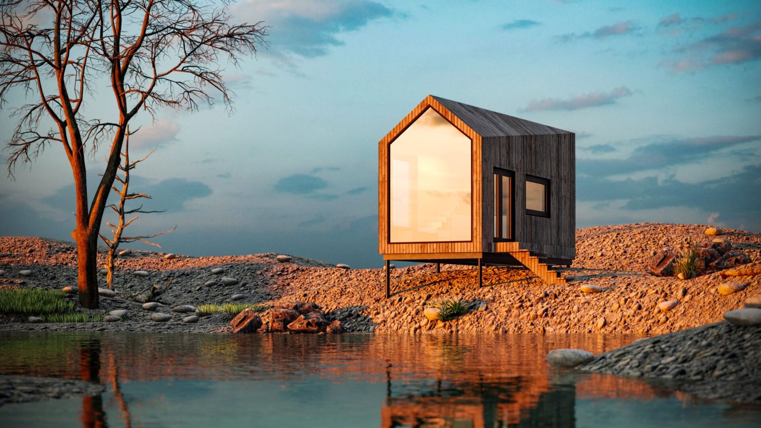 Rendu 3D d'un projet de Mini et micro-maisons près de Vancouver (Région du Grand Vancouver) de Bouw Art