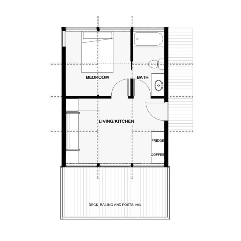 Plano de Planta de un proyecto de tipo Unidades de vivienda accesorias (ADU) cerca de Condado de Mendocino por Lindal Cedar Homes