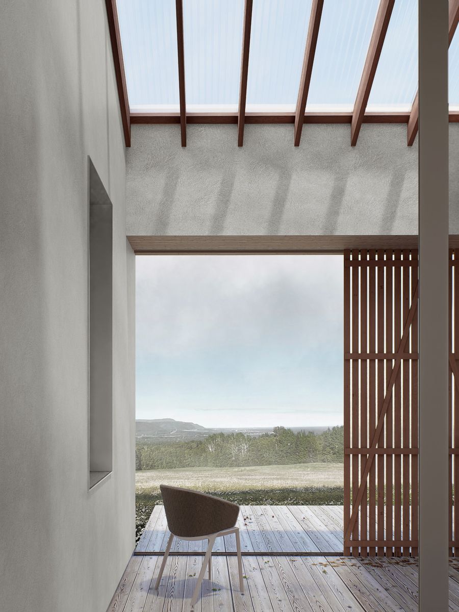 Deck & Balcony from a Single family homes project near Gaspésie - Îles-de-la-Madeleine by atelier vert forêt