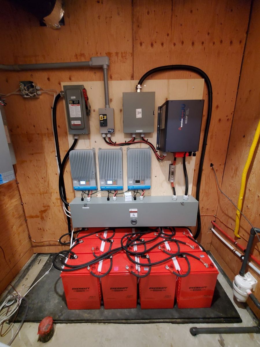 Building mechanicals from a Off-Grid photovoltaic systems project near Sherbrooke (Estrie) by Alternative Solaire inc.