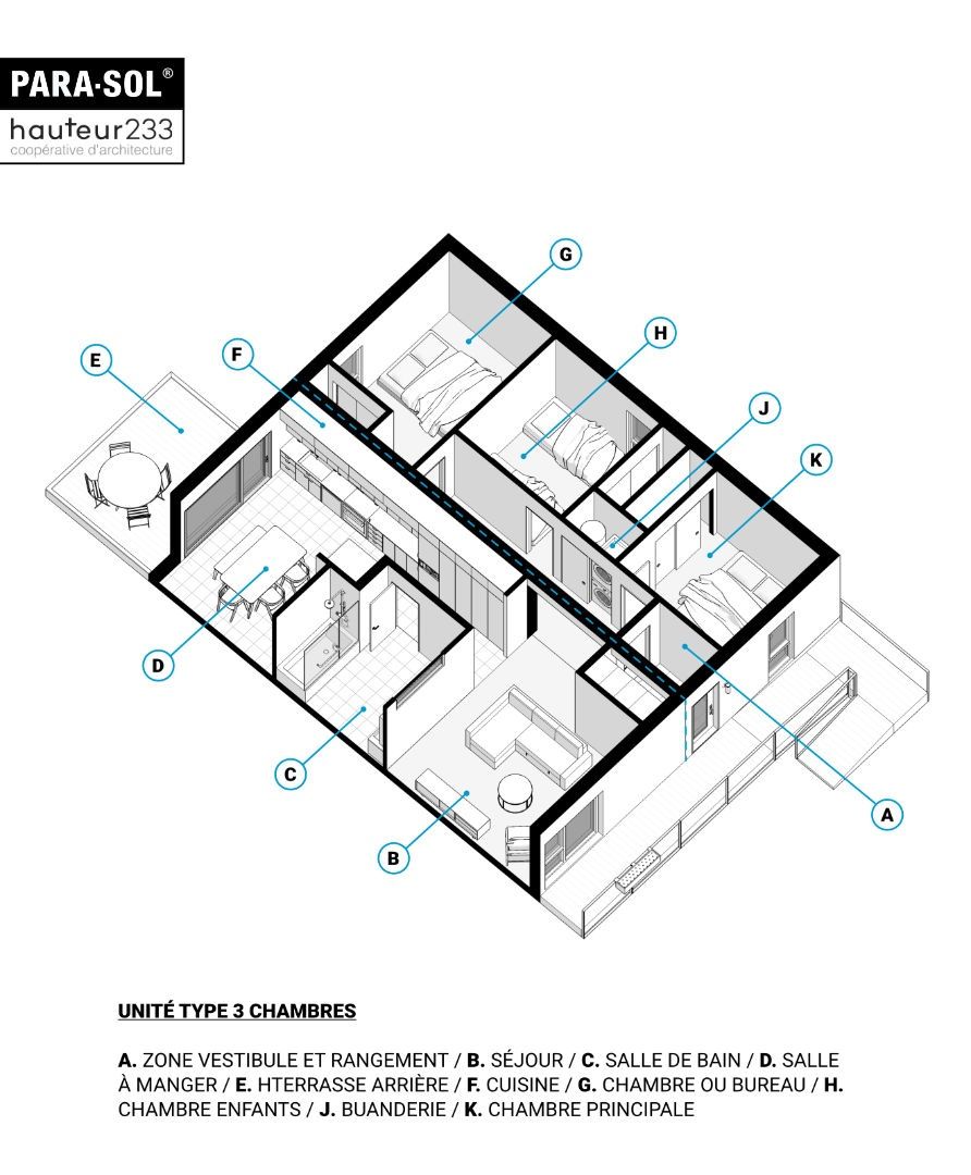 Plano de Planta de un proyecto de tipo Edificios de departamentos y rascacielos cerca de Montreal (Gran Montreal) por PARA-SOL