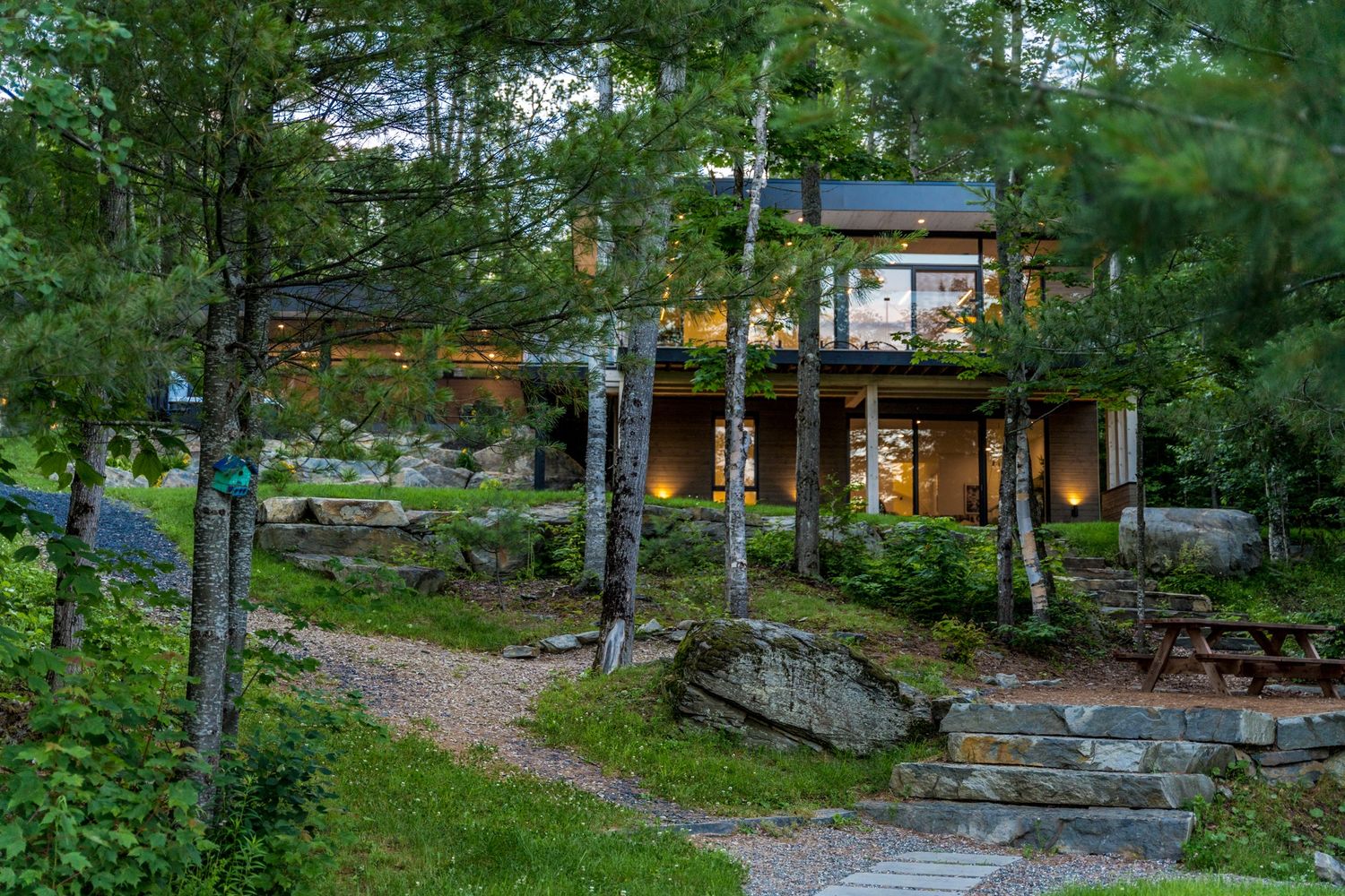 Backyard from a Single family homes project near Quebec City - Levis by Shannon Ross architecte