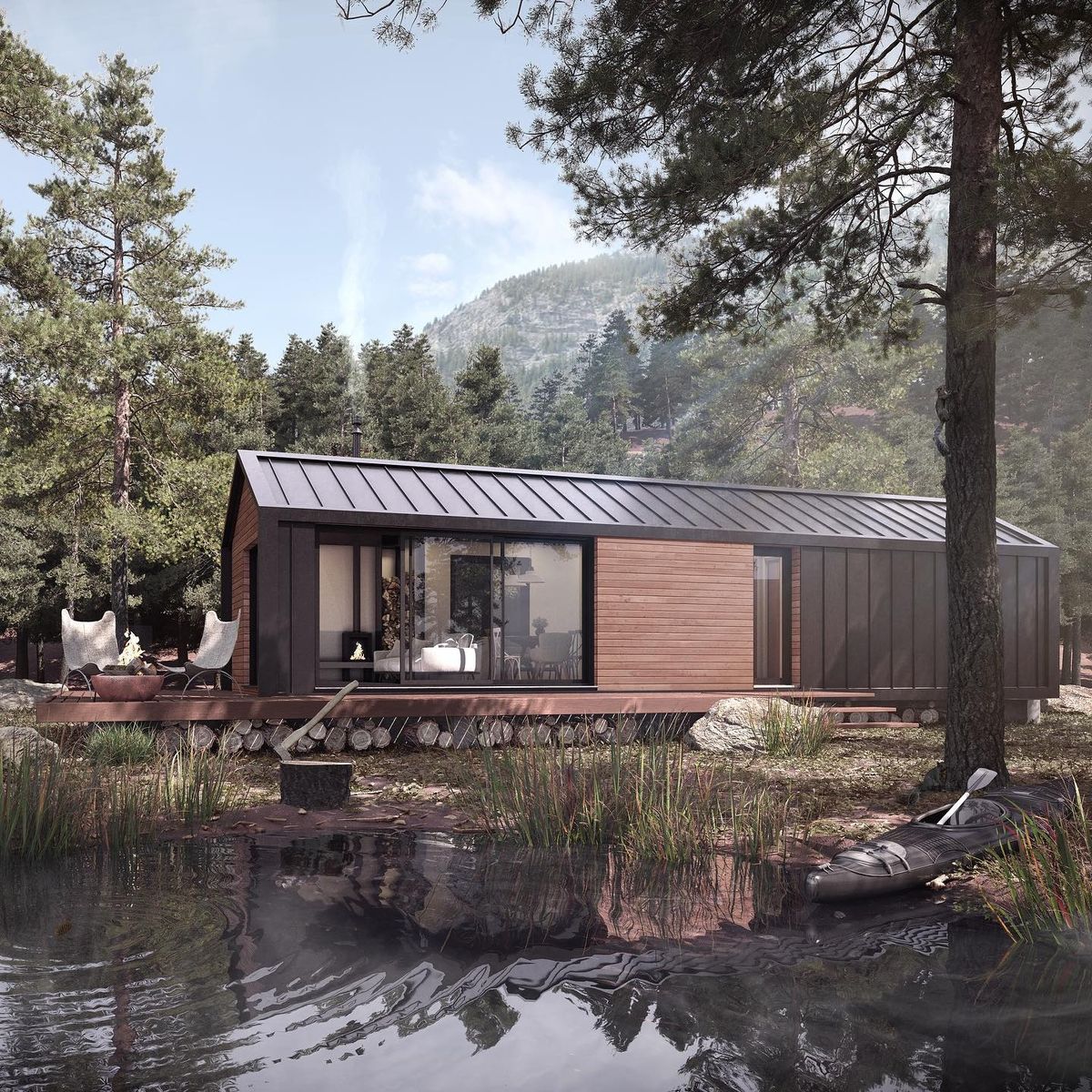 3D Rendering from a Prefab and Modular Houses project near Nanaimo by ORCA