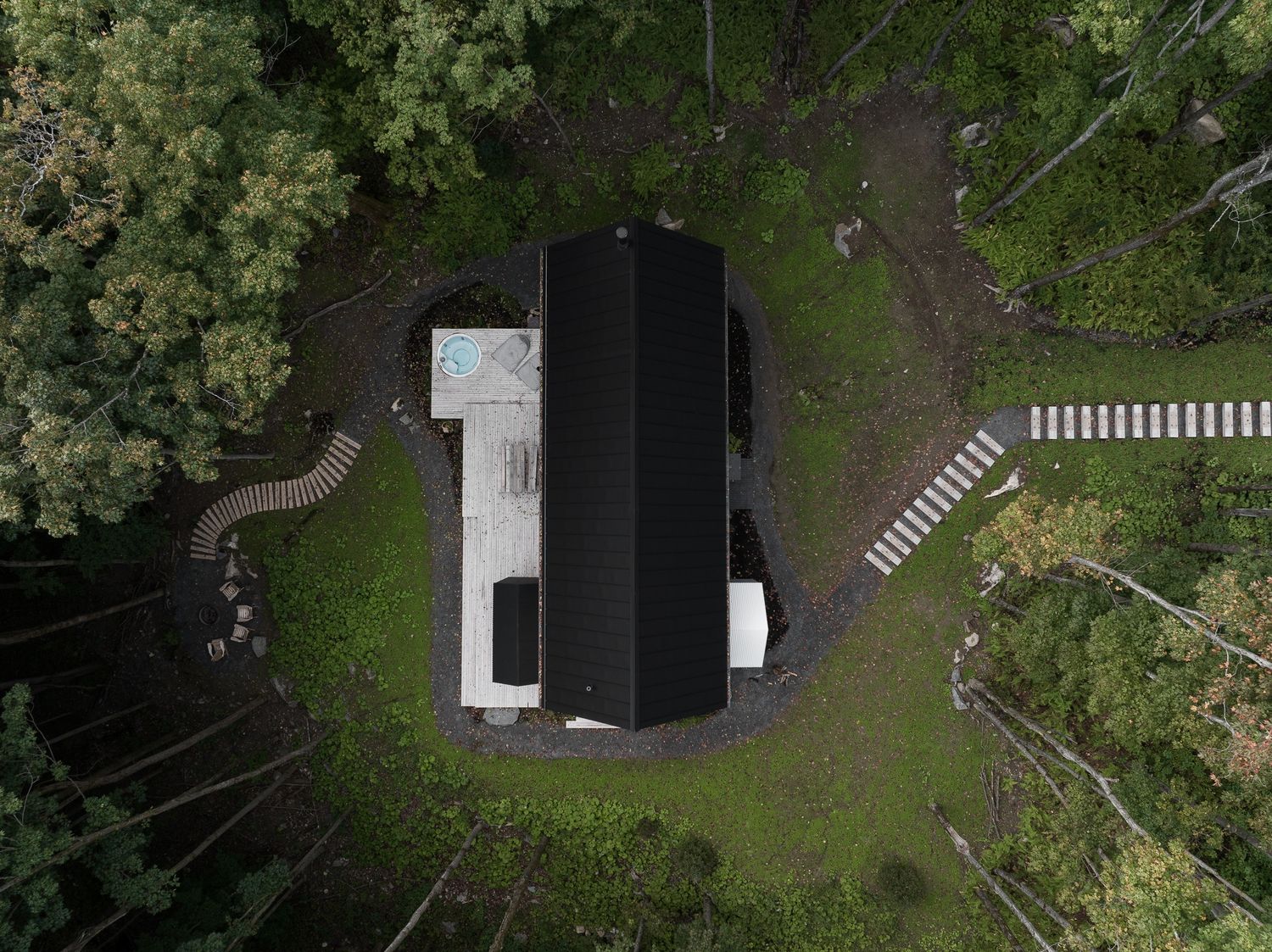 Vista aérea de un proyecto de tipo Viviendas unifamiliares cerca de Granby - Bromont - Cowansville por Stroph Architecture & Design