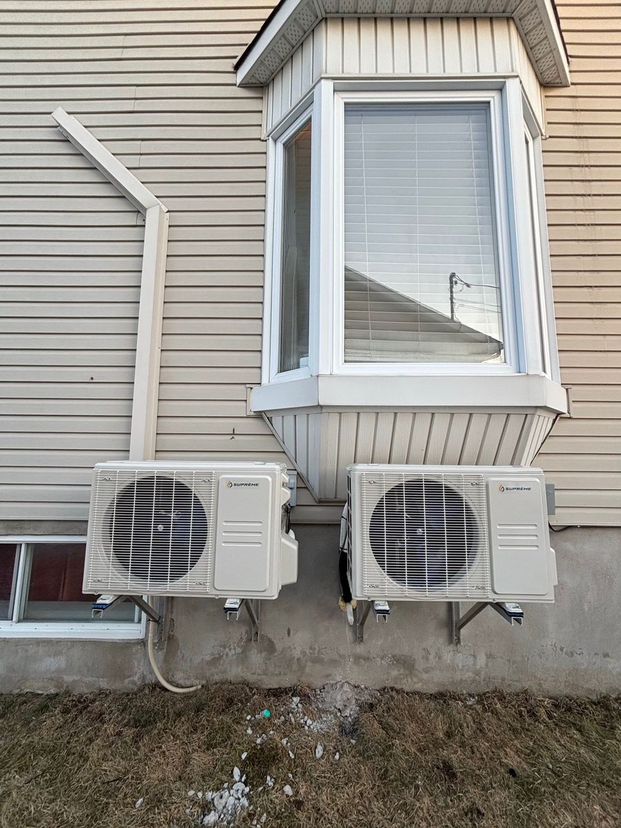 Cour arrière d'un projet de Thermopompes près de Saint-Jean-sur-Richelieu (Montérégie) de Global Services Résidentiels Rive-Sud