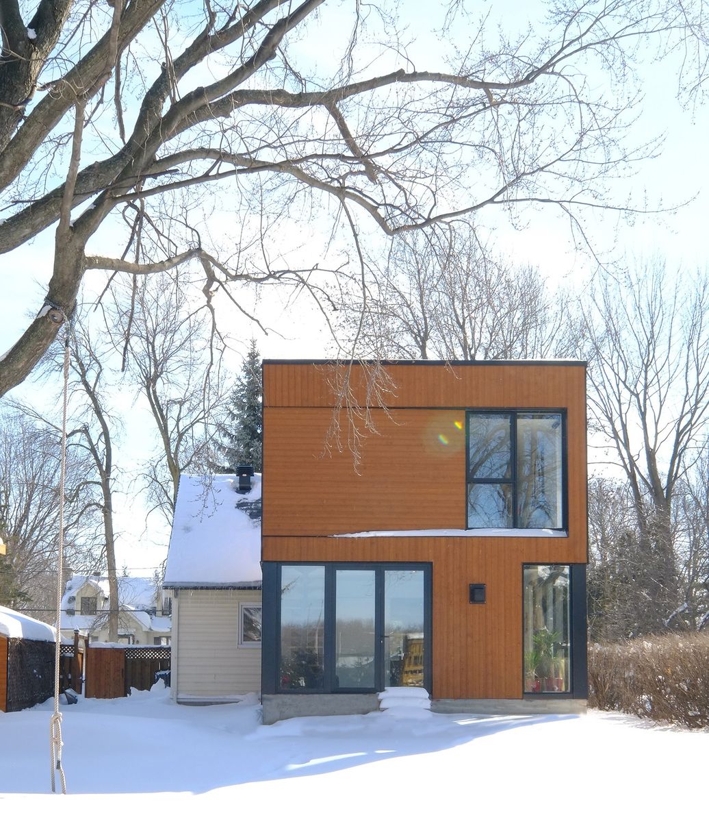 Cour arrière d'un projet de Unités d'habitation accessoires (UHA) près de Saint-Jean-sur-Richelieu (Montérégie) de Rose Architecture