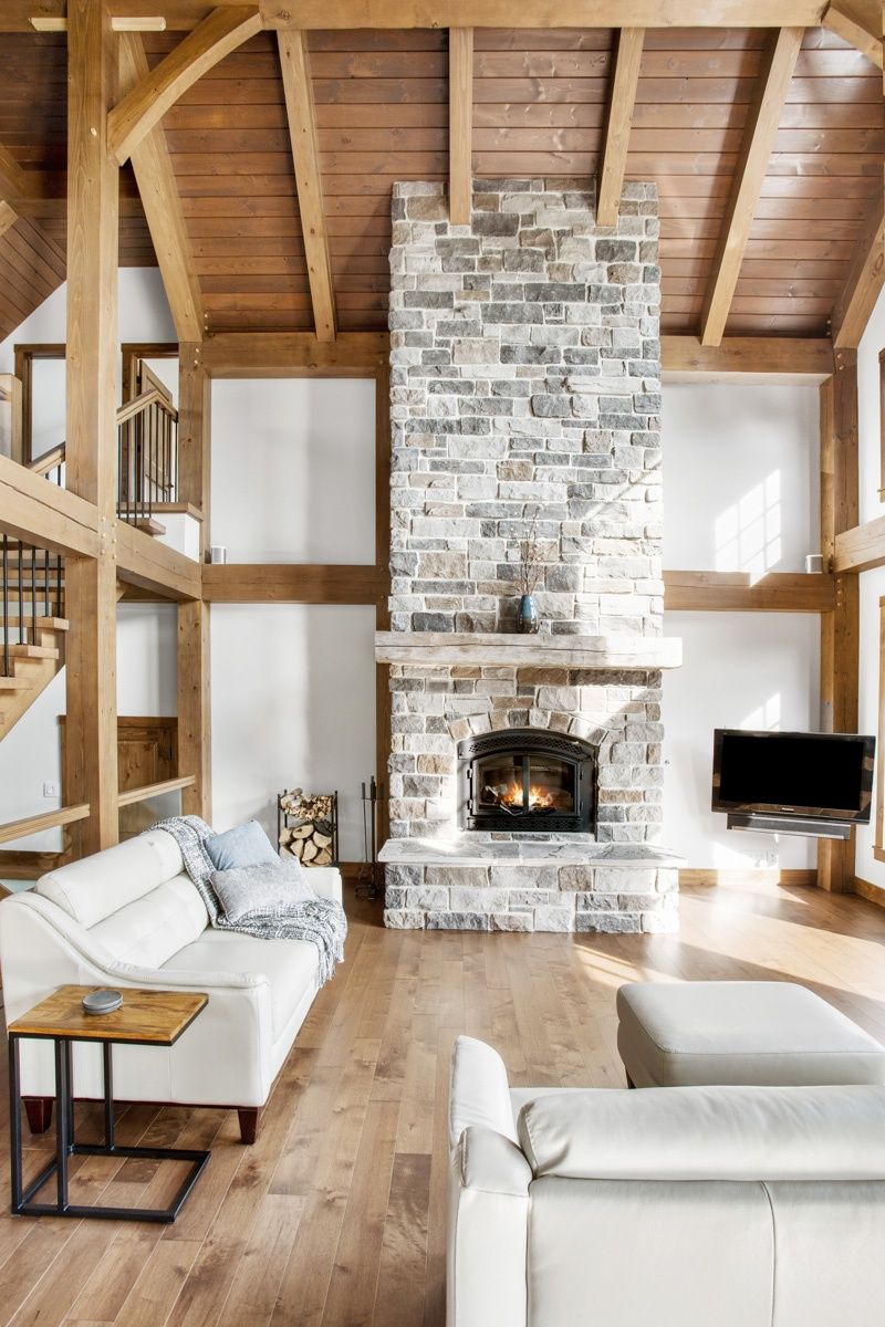 Living Room from a Single family homes project near Montreal (Greater Montreal) by Écohabitations boréales