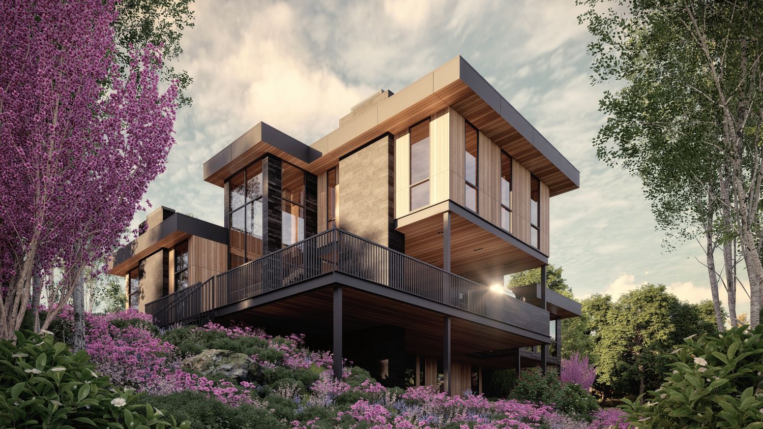 Rendu 3D d'un projet de Maisons unifamiliales près de Montréal/Laval/Longueuil (Grand Montréal) de Shannon Ross architecte