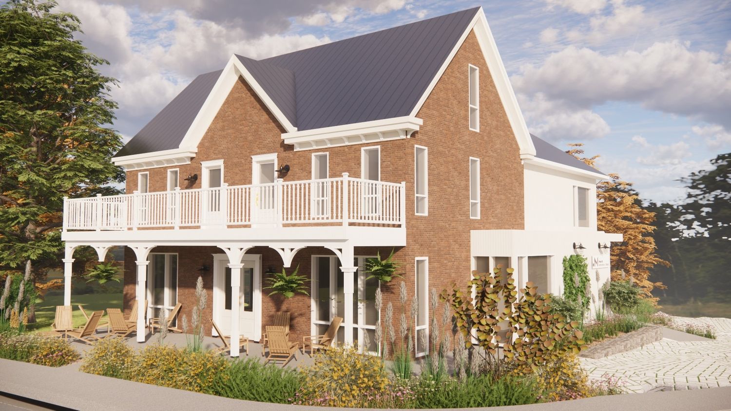 Rendu 3D d'un projet de Condos et logements près de Granby/Bromont/Cowansville (Estrie) de Point M architecture et design