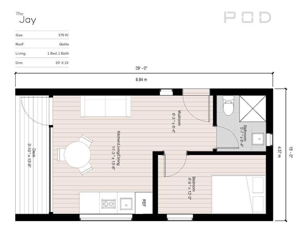 Floor Plan from a Accessory Dwelling Units (ADUs) project near Beaumont - Port Arthur by ORCA