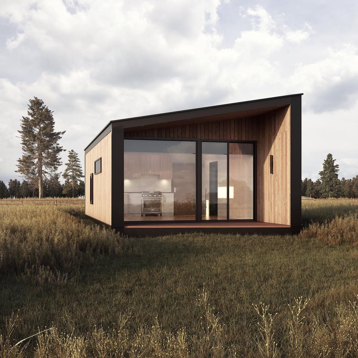 3D Rendering from a Prefab and Modular Houses project near Courtenay - Campbell River by ORCA