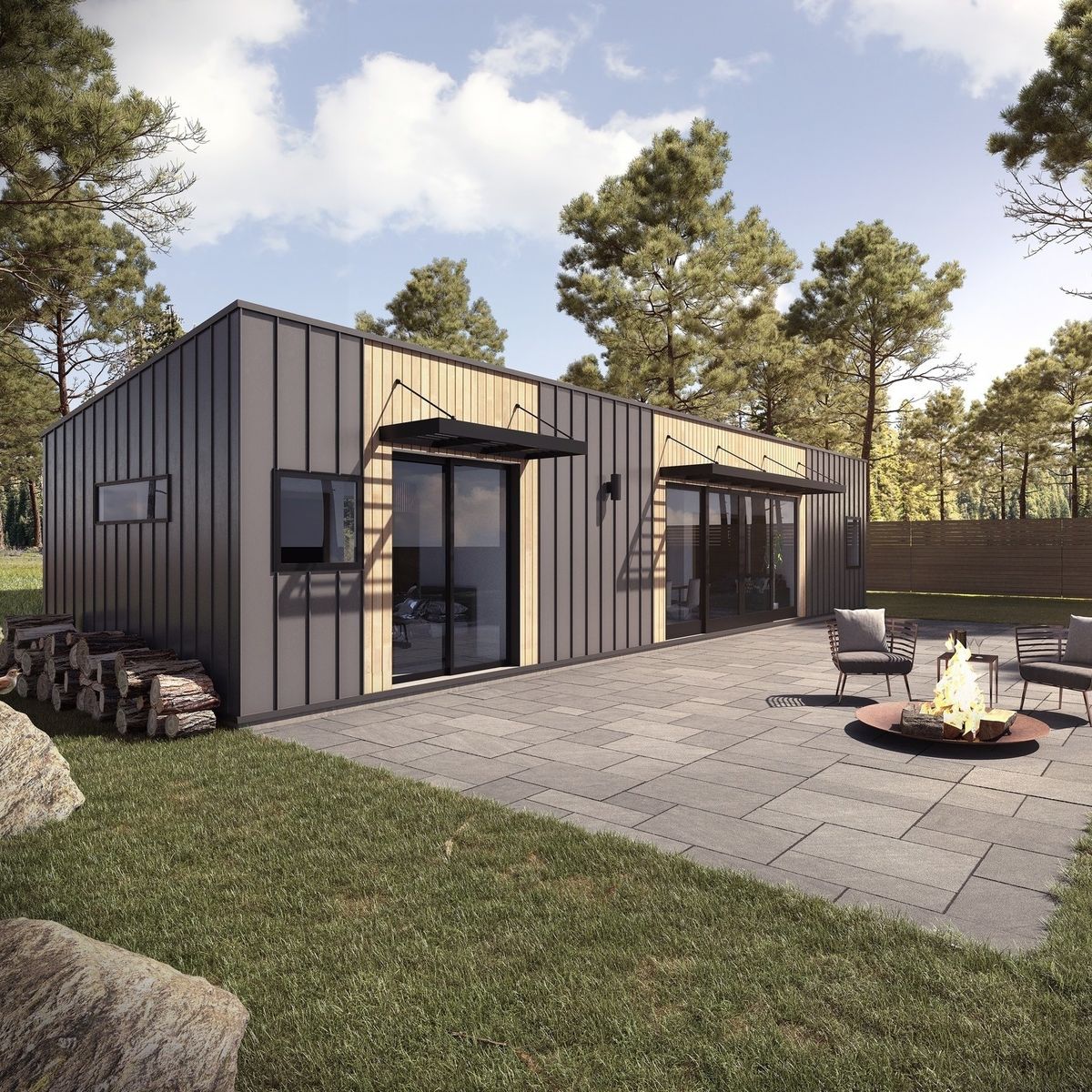 3D Rendering from a Prefab and Modular Houses project near Courtenay - Campbell River by ORCA