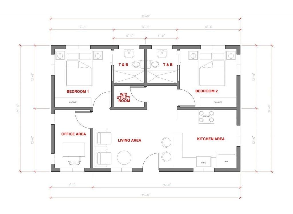 Floor Plan from a Accessory Dwelling Units (ADUs) project near San Diego by California Modulars
