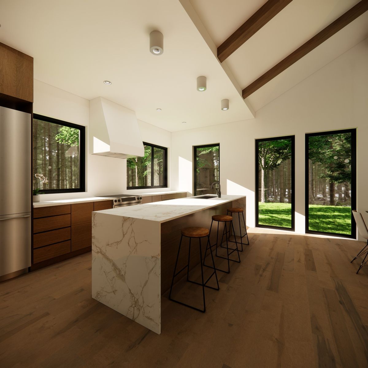 Rendu 3D d'un projet de Maisons unifamiliales près de Granby/Bromont/Cowansville (Estrie) de FD Architecture inc.