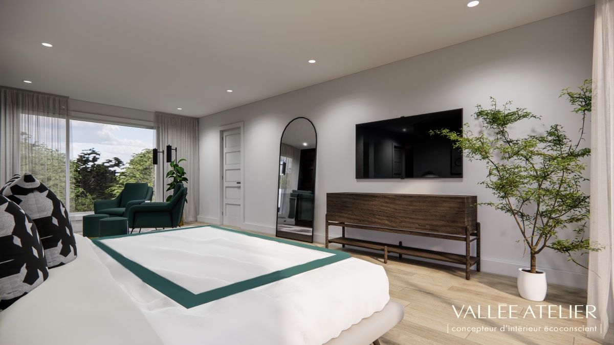 Bedroom from a Single family homes project near Quebec City - Levis by Vallée Atelier | design d'intérieur écoresponsable