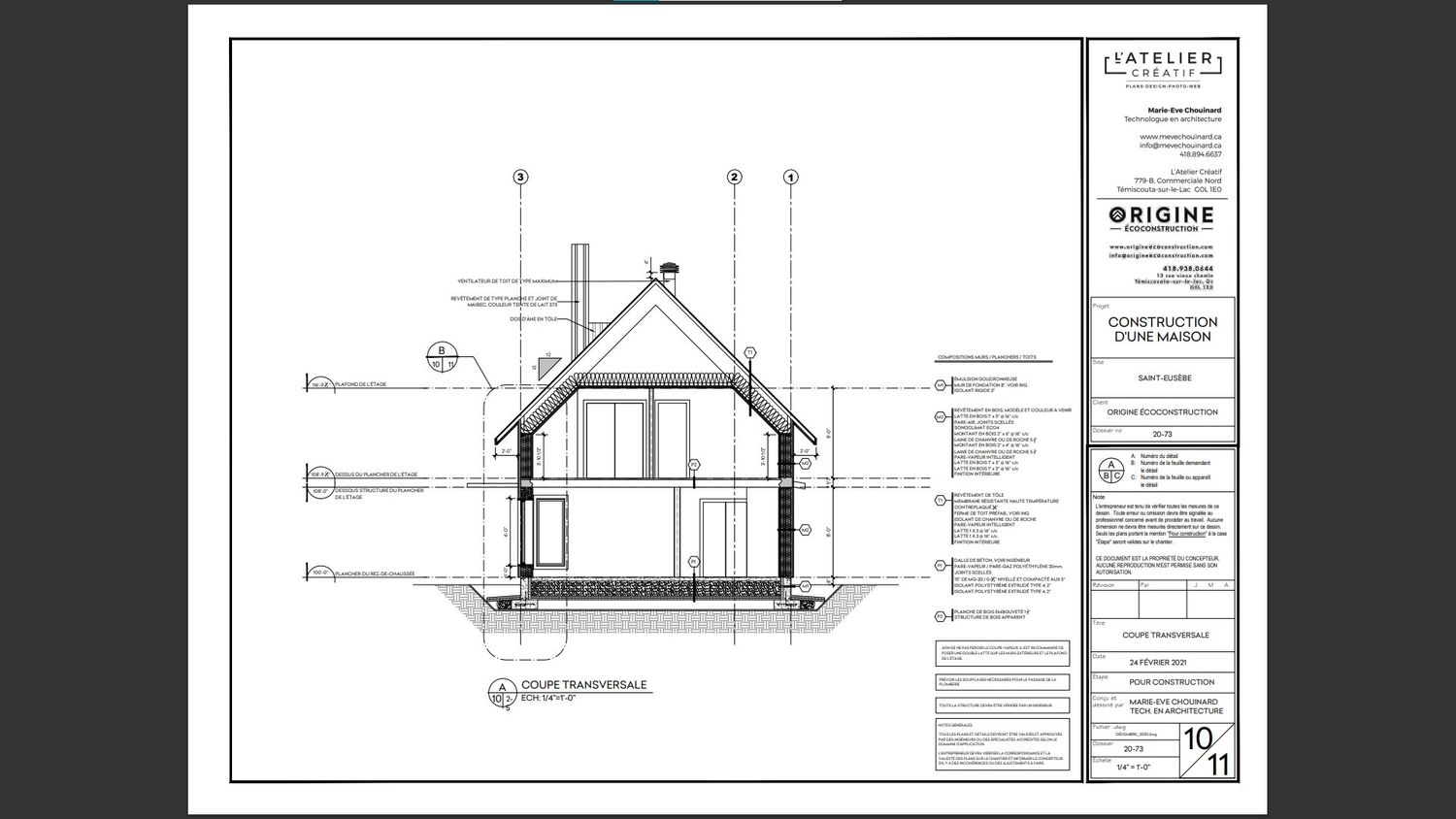 Elevation from a 3D modelings and renderings project near Rimouski (Bas-Saint-Laurent) by ORIGINE Écoconstruction inc.