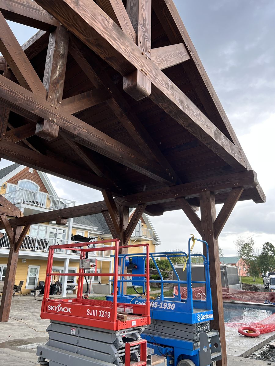 Structures et ossatures d'un projet de Charpentes massives près de Sherbrooke (Estrie) de Construction Latulippe