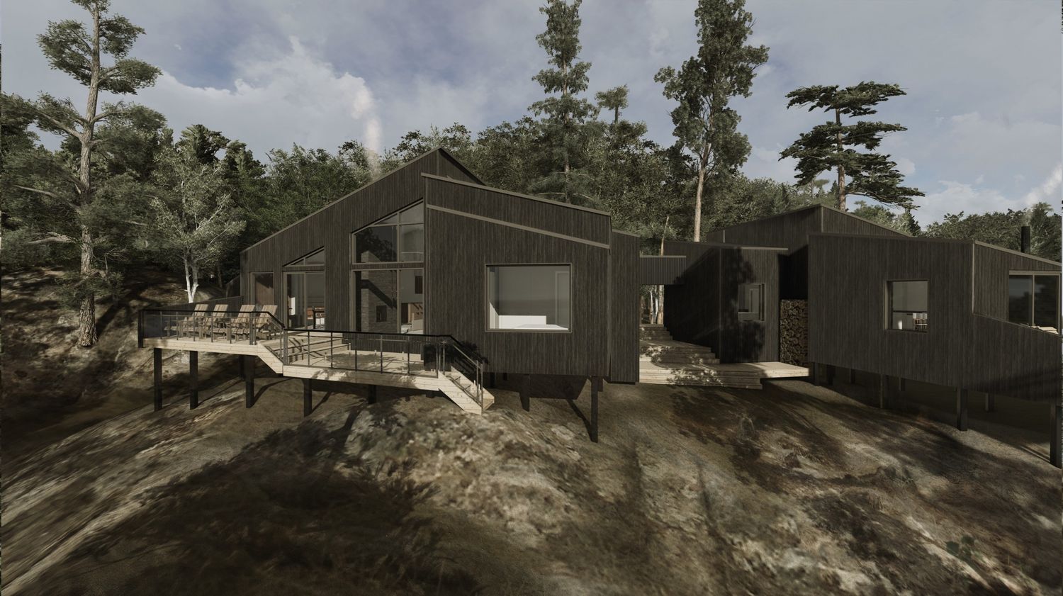 House Exterior from a Single family homes project near Sudbury by poliarchitecture Inc.