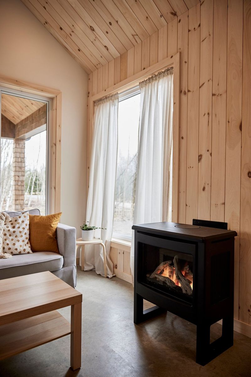 Living Room from a Single family homes project near Granby - Bromont - Cowansville by Ancré. Architecture & Design