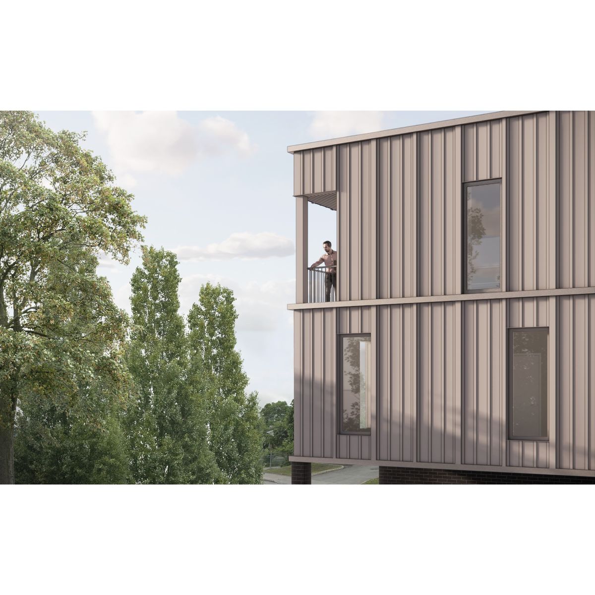 Renderizado en 3D de un proyecto de tipo Desarrollos inmobiliarios cerca de Ciudad de Quebec - Lévis por atelier vert forêt