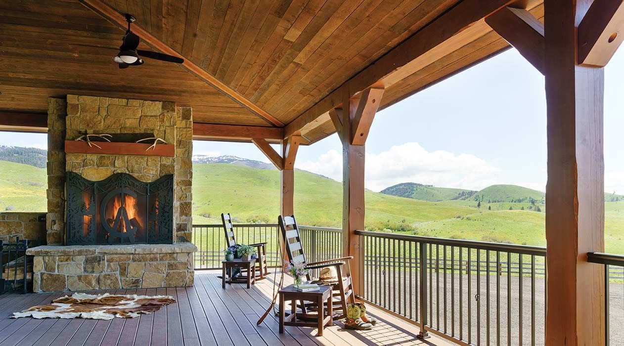 Deck & Balcony from a Prefab and Modular Houses project near Boise - Idaho Falls by PrecisionCraft Log & Timber Homes