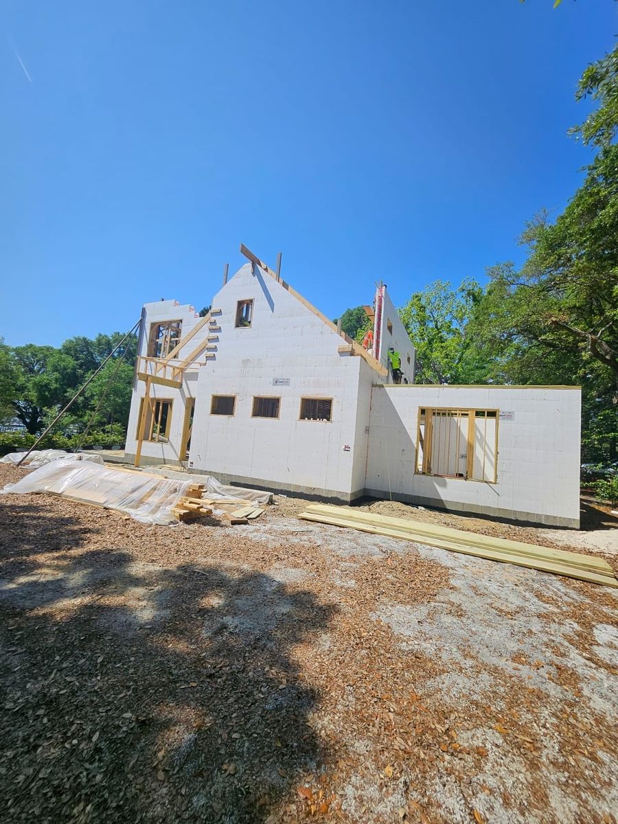 Wall Construction from a Single family homes project near Wilmington by Green Harbor Building Systems LLC