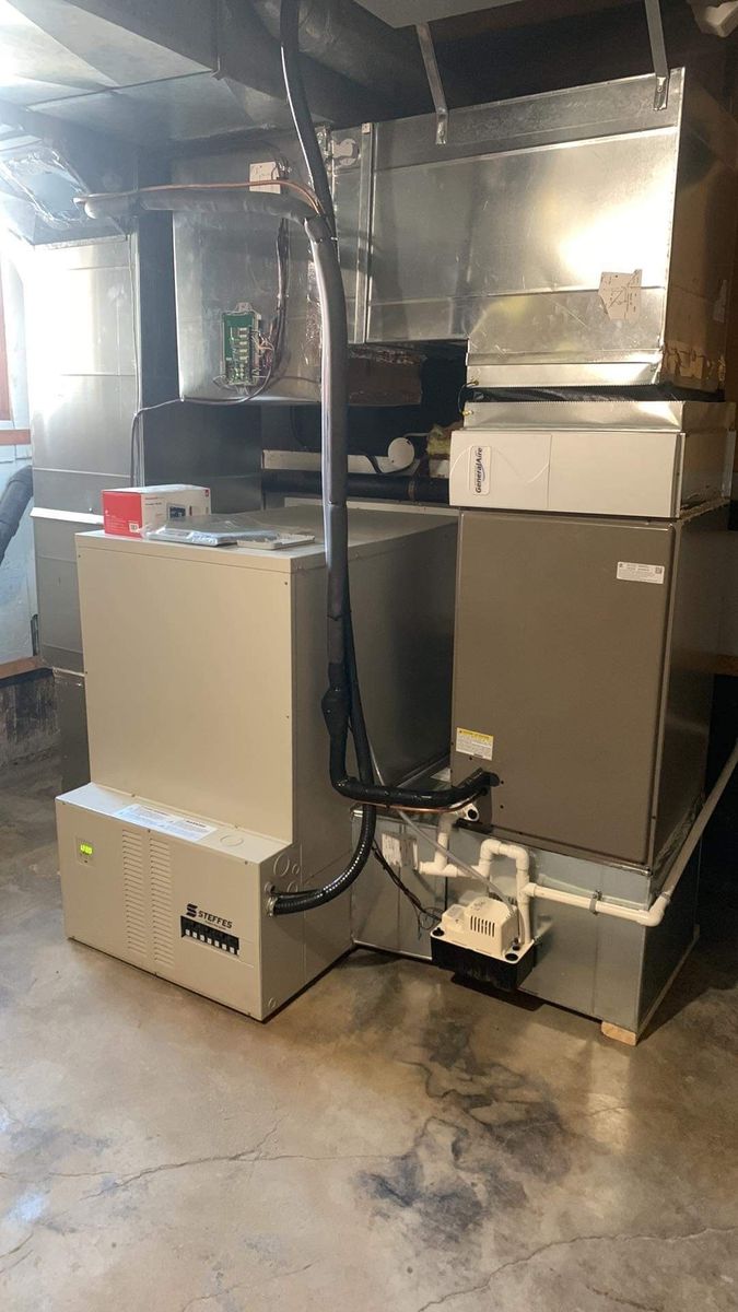 Building mechanicals from a Heating with thermal storage project near Joliette (Lanaudière) by Climatisation Bessette (CRB)