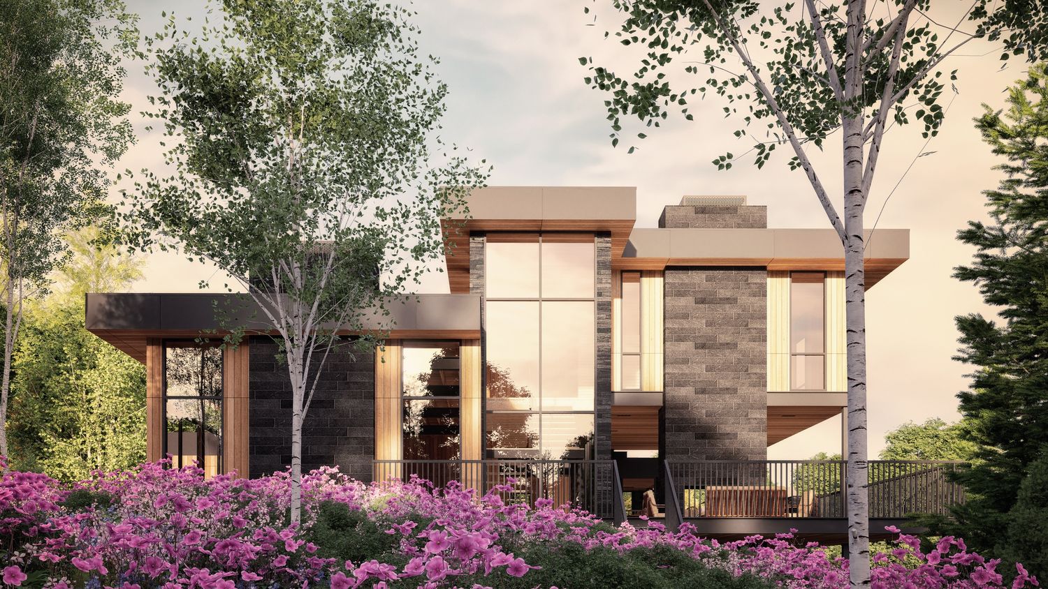 Rendu 3D d'un projet de Maisons unifamiliales près de Montréal/Laval/Longueuil (Grand Montréal) de Shannon Ross architecte