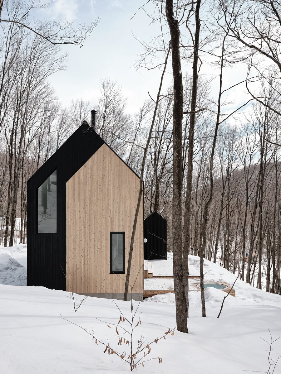 Fachada frontal de un proyecto de tipo Viviendas unifamiliares cerca de Granby - Bromont - Cowansville por Stroph Architecture & Design