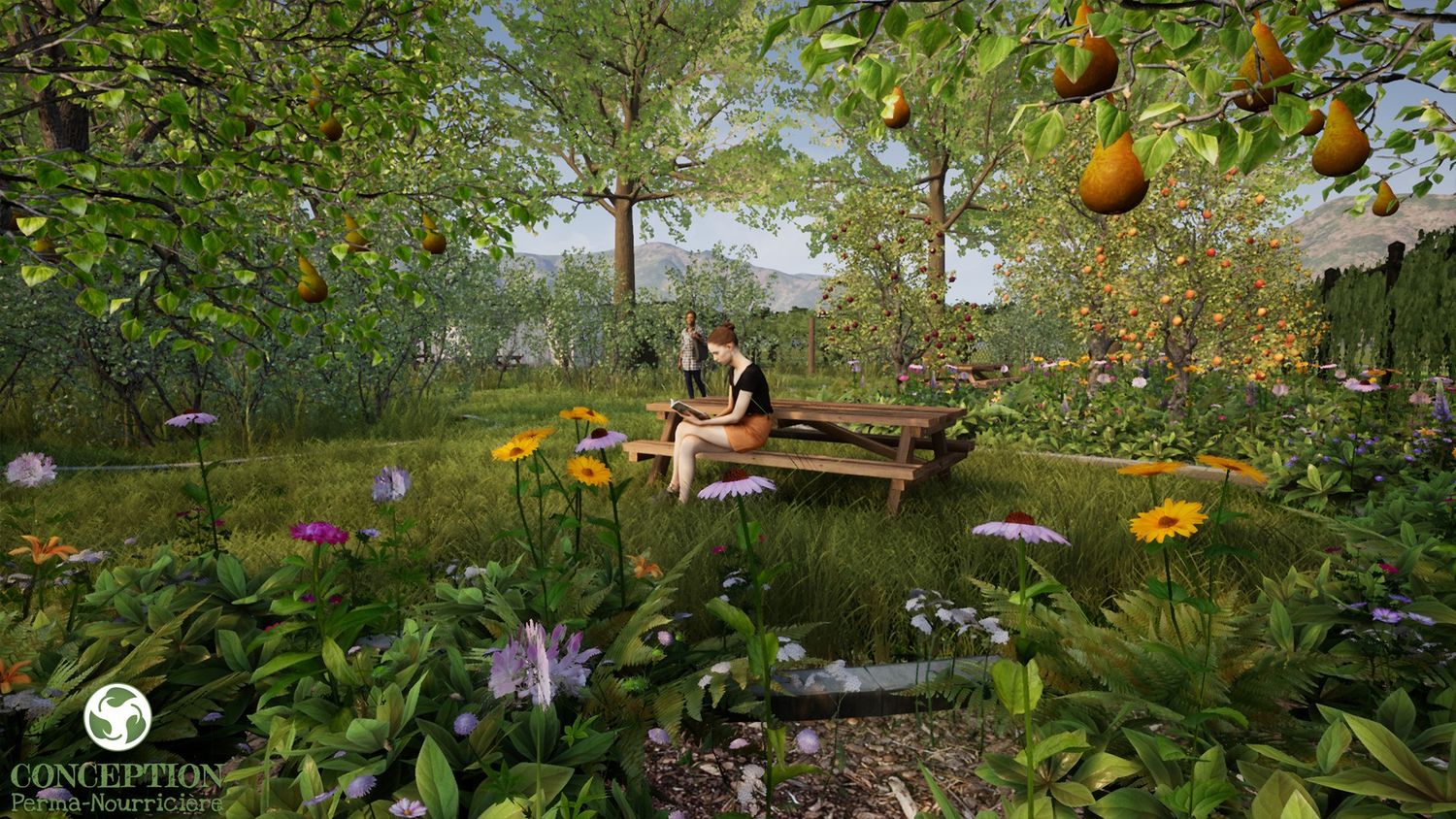 Rendu 3D d'un projet de Aménagement paysager près de Montréal/Laval/Longueuil (Grand Montréal) de Conception Perma-Nourricière