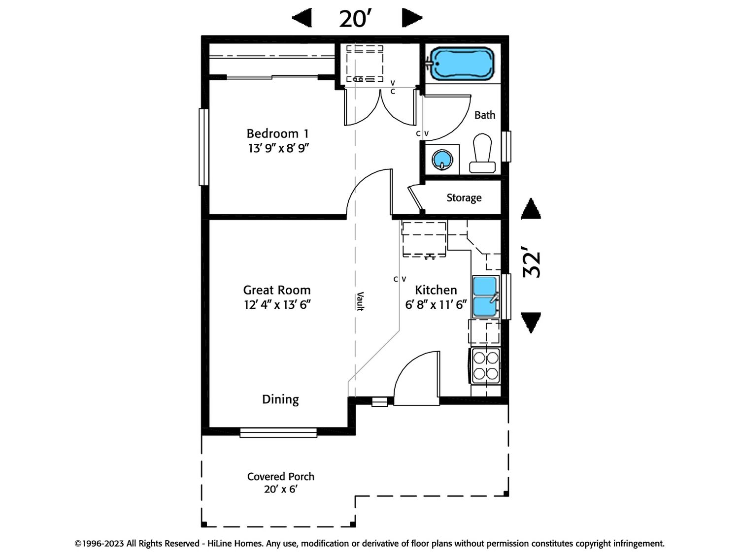 Floor Plan from a Accessory Dwelling Units (ADUs) project near El Centro (Imperial County) by HiLine Homes