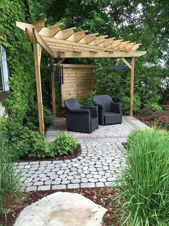 Patio & Pergola from a Decorative stone walls project near Montreal (Greater Montreal) by Courchesne Architecte Paysagiste