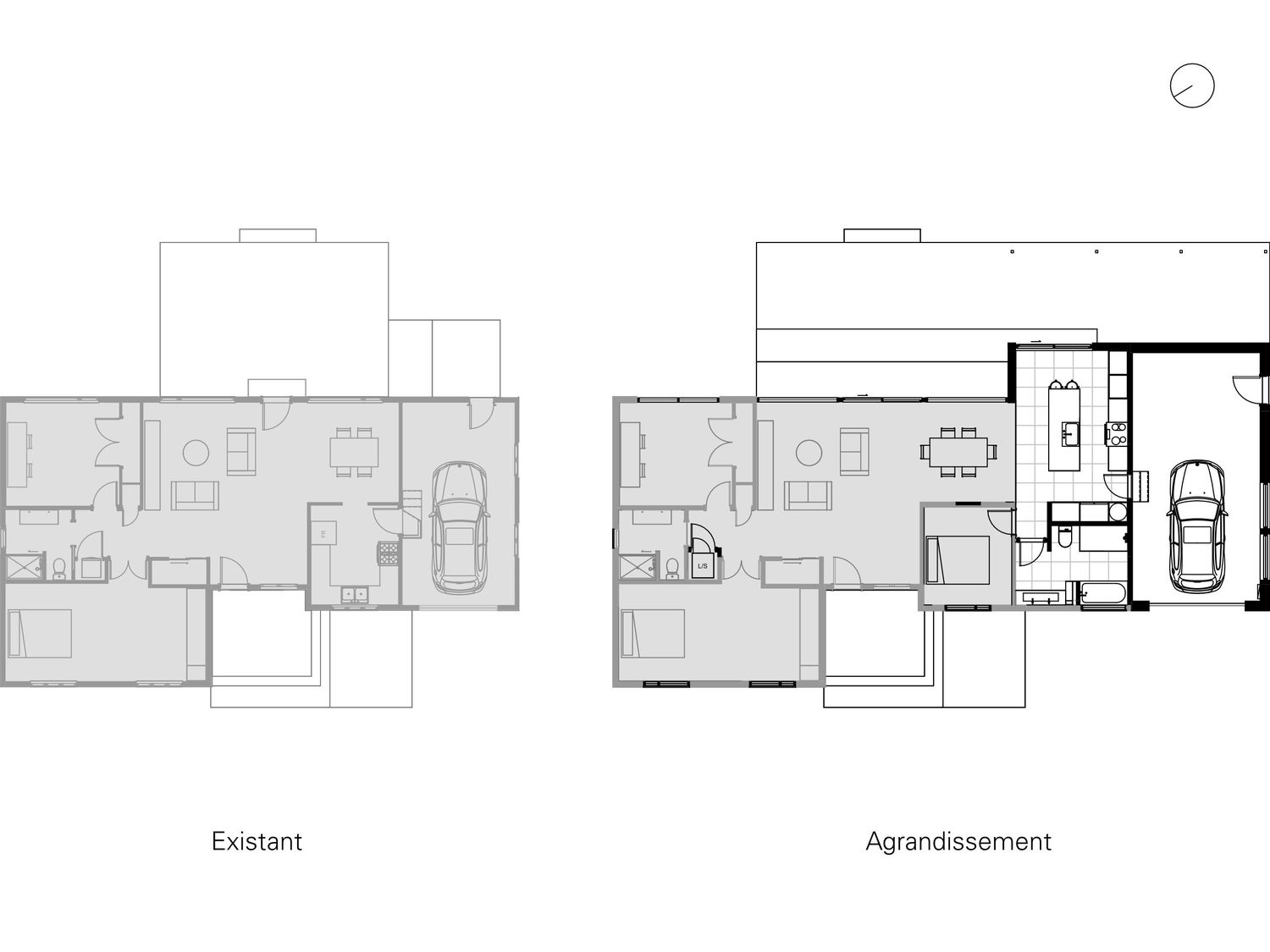 Plan de niveau d'un projet de Agrandissements de maison près de Saint-Jean-sur-Richelieu (Montérégie) de Monument Architecture
