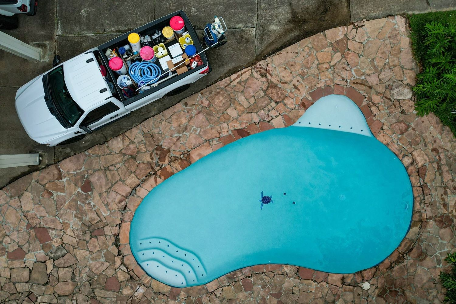 Piscine et bassin naturel d'un projet de Aménagement paysager autour d'une piscine près de Houston de Aloha Swimming Pools inc.
