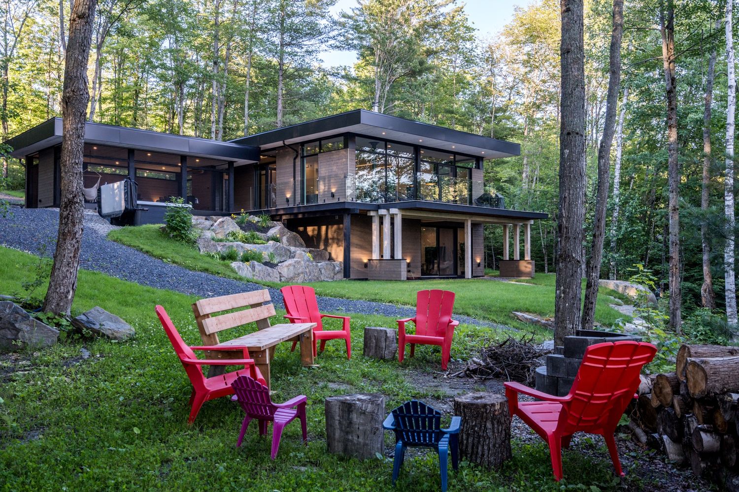 Front Yard from a Single family homes project near Quebec City - Levis by Shannon Ross architecte