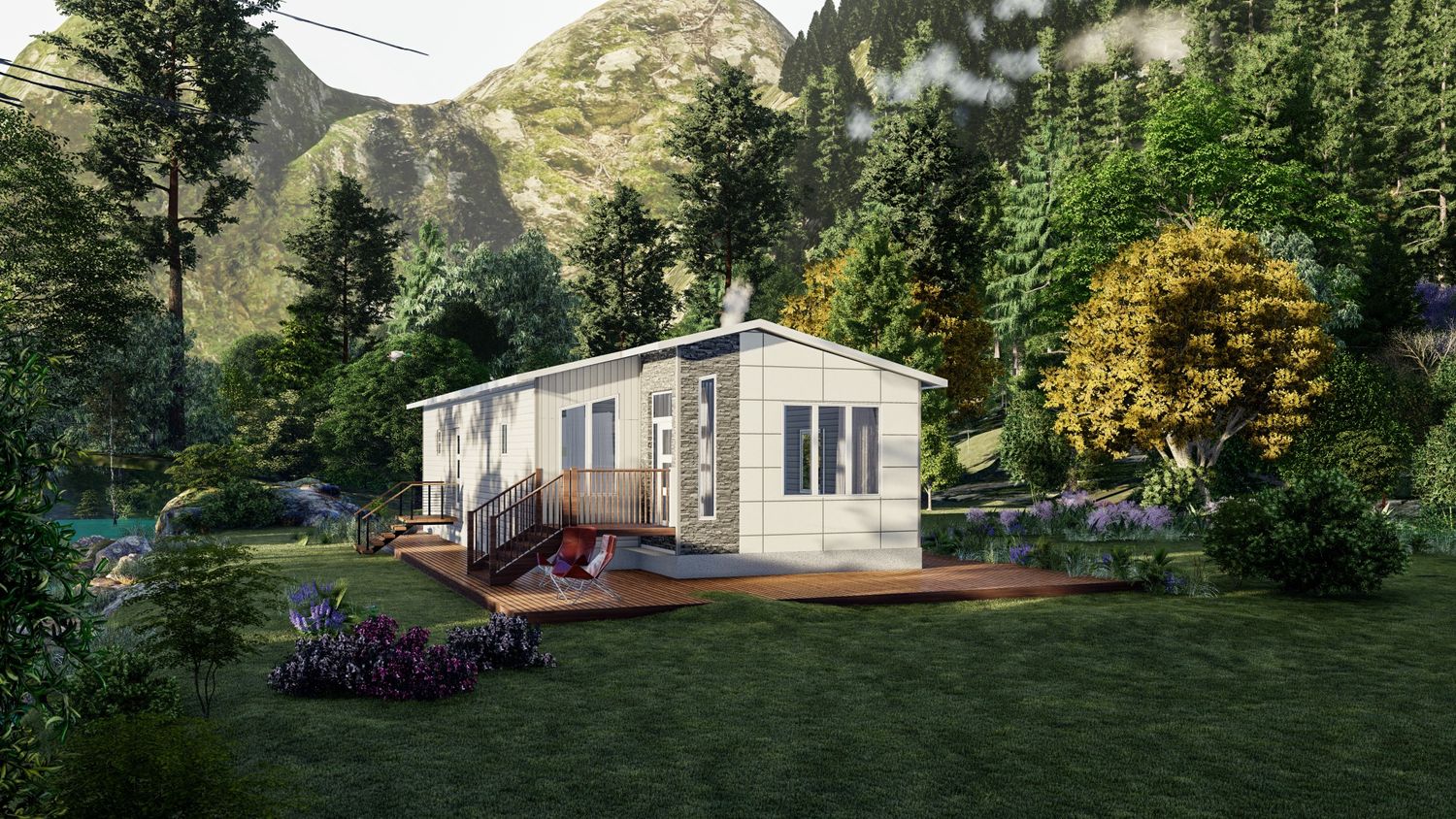 3D Rendering from a Prefab and Modular Houses project near Edmonton by MODSOLID