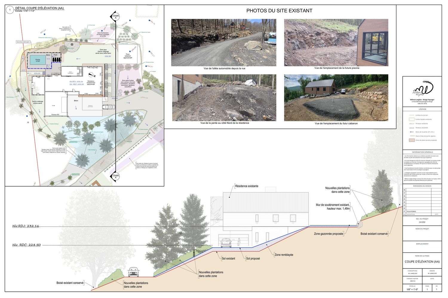Plan d'aménagement paysager d'un projet de Aménagement paysager près de Granby/Bromont/Cowansville (Estrie) de Melissa Langlois - Design paysager
