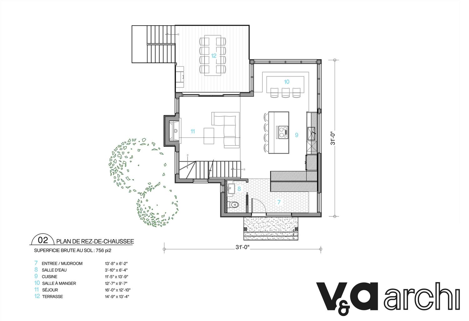 Plano de Planta de un proyecto de tipo Viviendas unifamiliares cerca de Montreal (Gran Montreal) por VA architectures & design