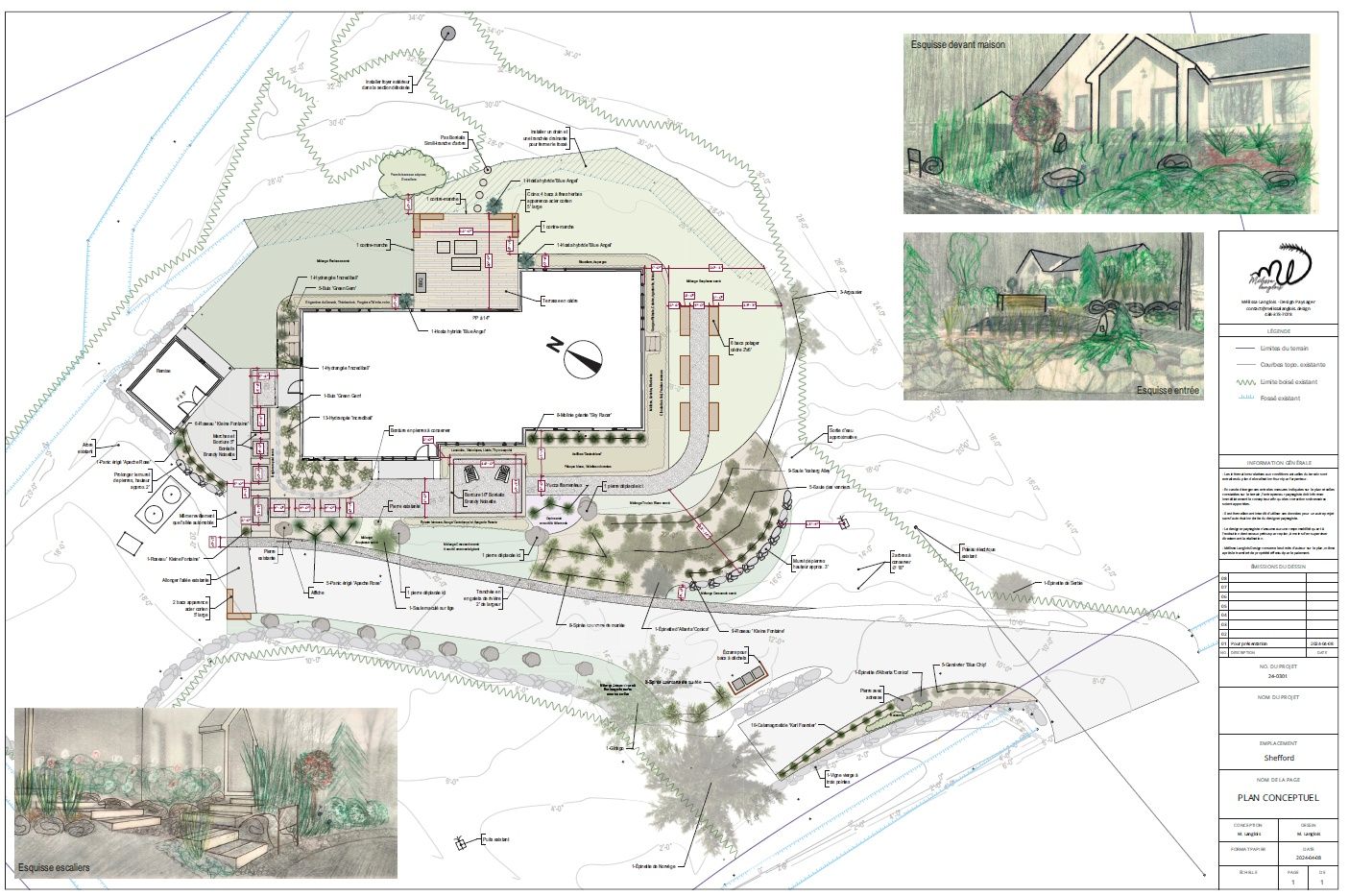 Plan d'aménagement paysager d'un projet de Aménagement paysager près de Granby/Bromont/Cowansville (Estrie) de Melissa Langlois - Design paysager
